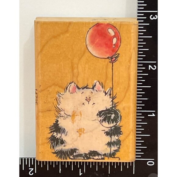 1999 PENNY BLACK 1472F CELEBRATING CAT & BALLOON RUBBER STAMP BY MARGARET SHERRY - Picture 2 of 6
